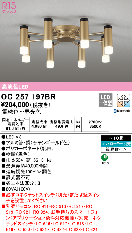 安心のメーカー保証 OC257197BR ODELIC オーデリック 灯りの広場B2B